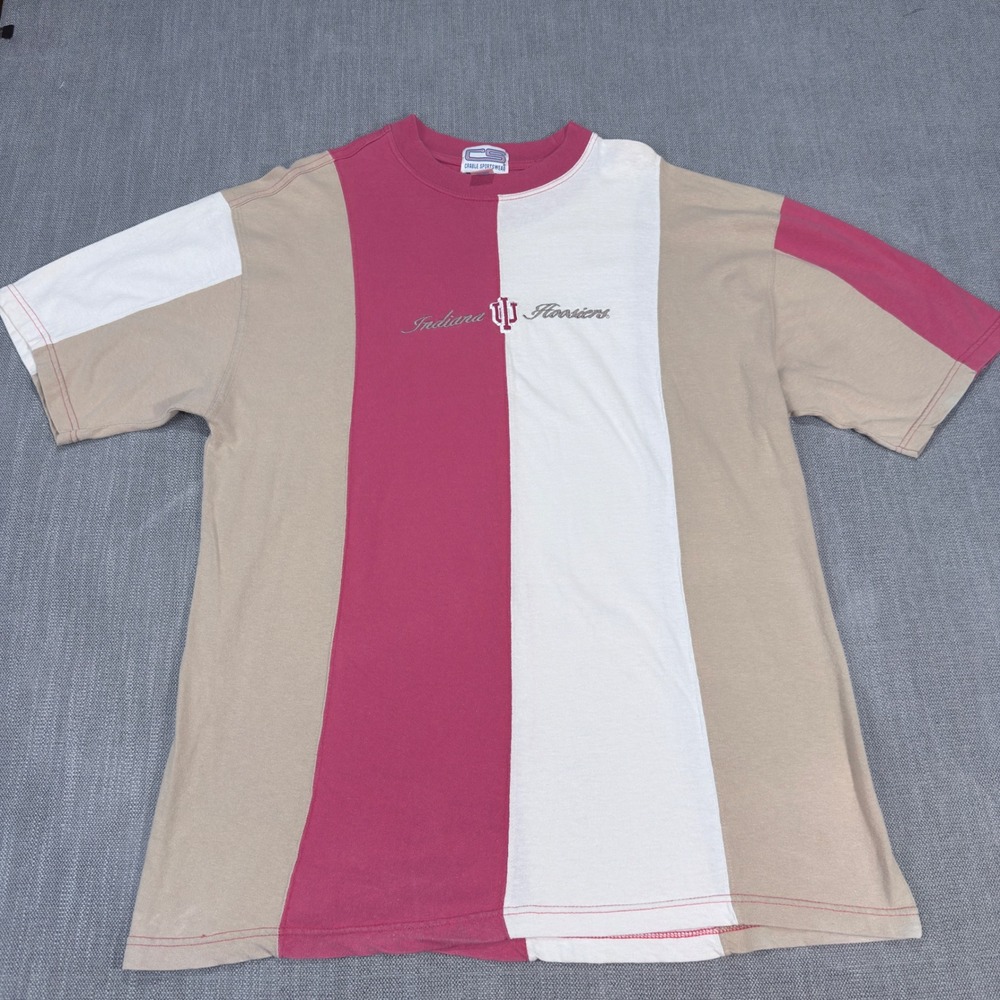 Vintage Crable Sportswear Indiana Hoosiers Colorblock T-Shirt Mens XL Maroon Tan